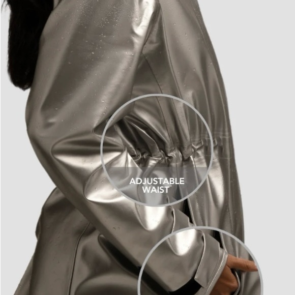 Hairbrella Silver /Chrome Women's Hooded Raincoat - Picture 2 of 3
